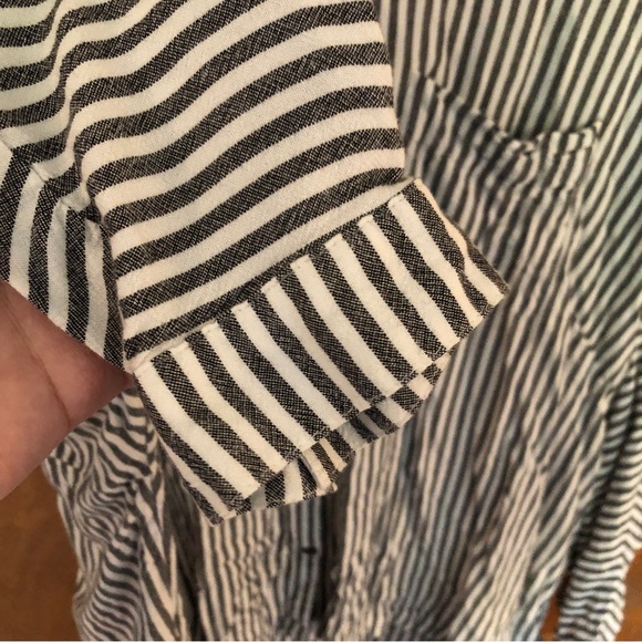 Urban Outfitters UO Oversized Grey Striped Button Down Lagenlook Nautical Shirt - Picture 7 of 13